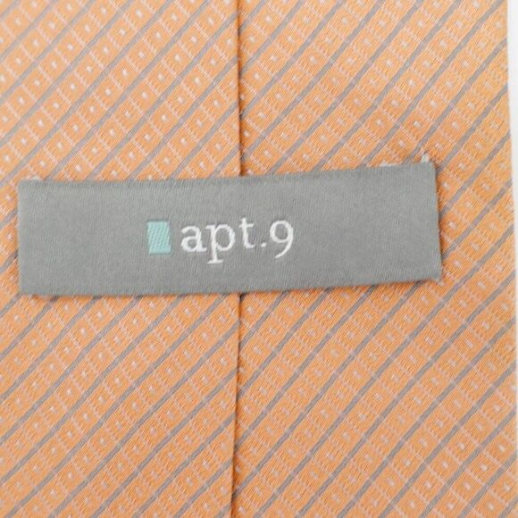 Apt 9. Peach Orange Gray Check Woven‎ Silk Tie - Picture 3 of 6